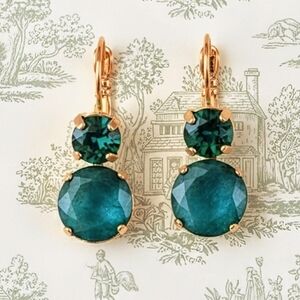 16 Carats Green Emerald  In 2 Settings In  18k Gold Plated Earrings
